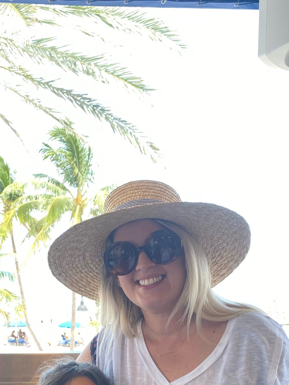 Wide Brim Straw Sun Hat with Black Striped Band